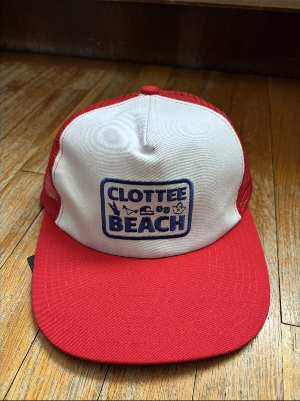 Clottee by Clot Beach Adjustable Trucker Mesh Hat Red White OSFM